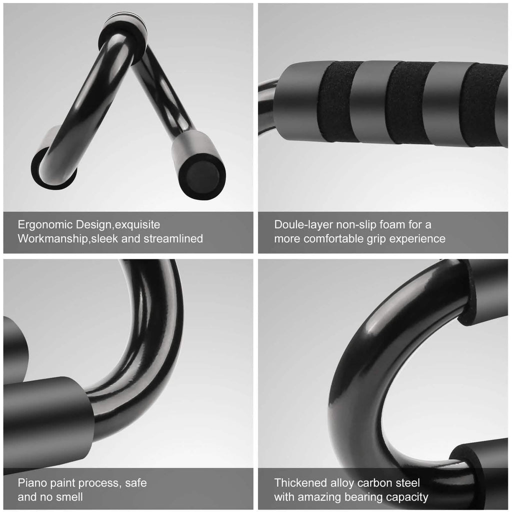 Push Up Bars Stand S Shape Fitness Workout Gym Exercise with Push-Up Training Mat
